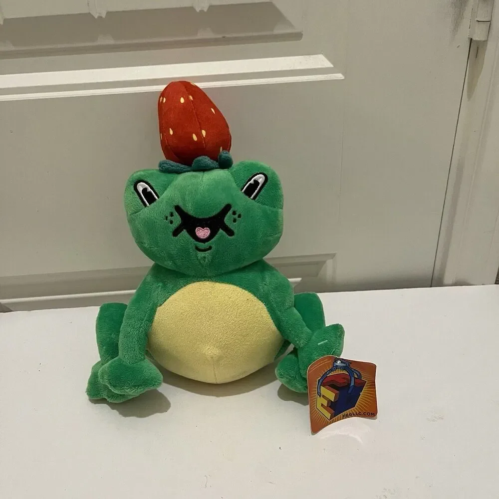 Ideal Toys Direct Green Frog with Strawberry on Head Plush 11